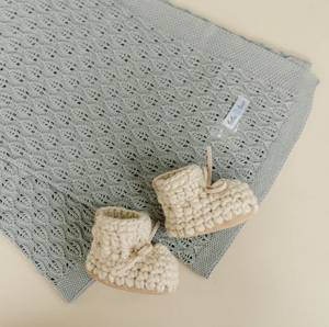 Baby Leaf Blanket - Sage Gray