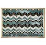 Savoy Gold Trim 2 Piece Rectangle Tray Set - Blue Wave