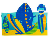 Kids Hooded Towel - Surfing Dino