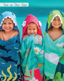 Kids Hooded Towel - Surfing Dino
