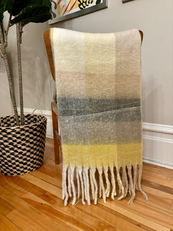 Brushed Check Scarf - Banana