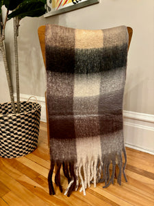 Brushed Check Scarf - Espresso