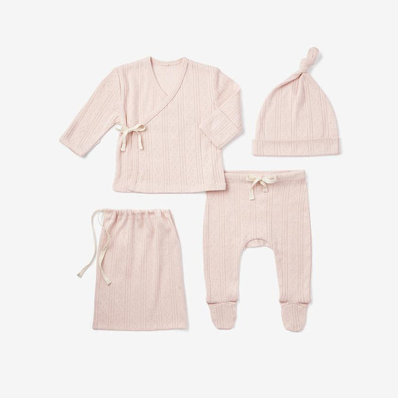 Pale Pink Pointelle Layette Gift Set