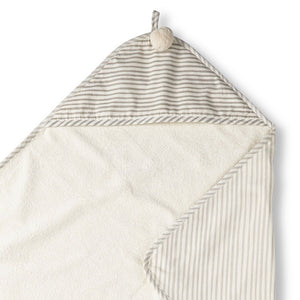 Hooded Towel Stripes Away Pebble Grey