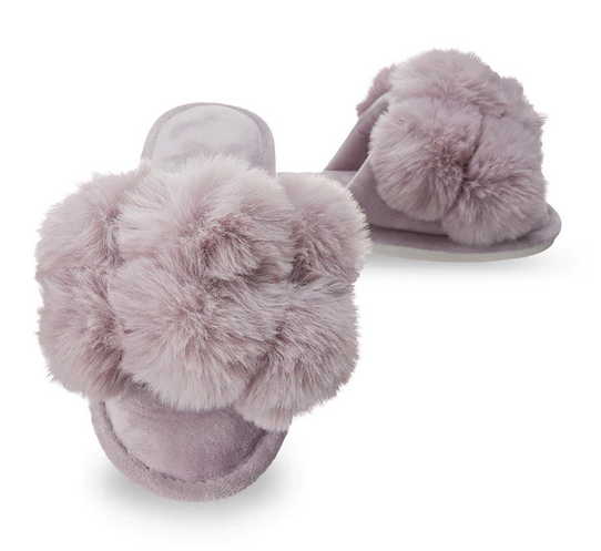 Luxe Pom-Pom Slippers - Lavender