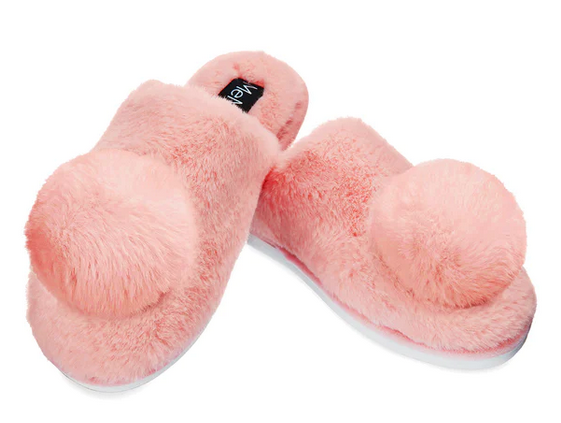 Plush Closed Toe Slippers - Pink