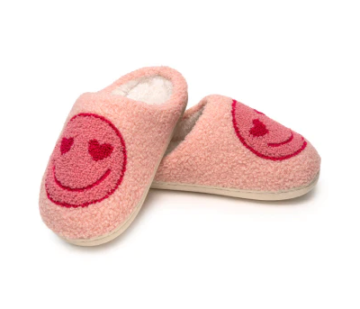 Kid's Pink Smiley Slippers