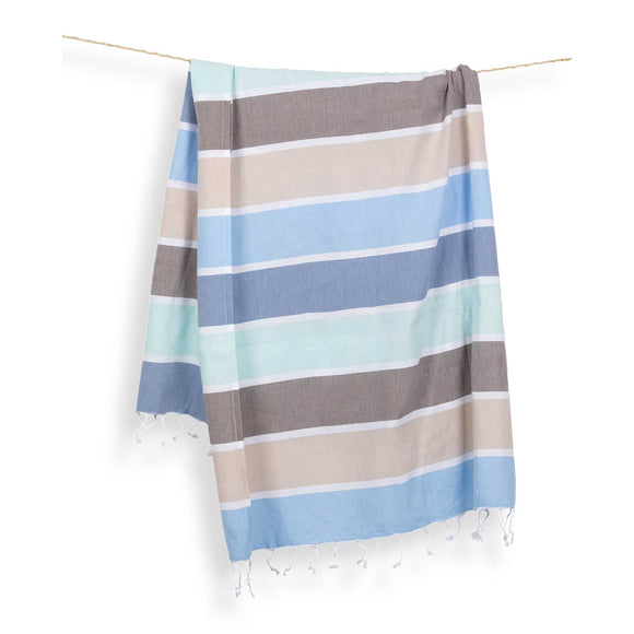 Thick Stripe Turkish Towel - Water